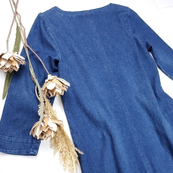 New J. Jill Denim Sheath Chambray Midi Dress Size XS - Picture 14 of 14
